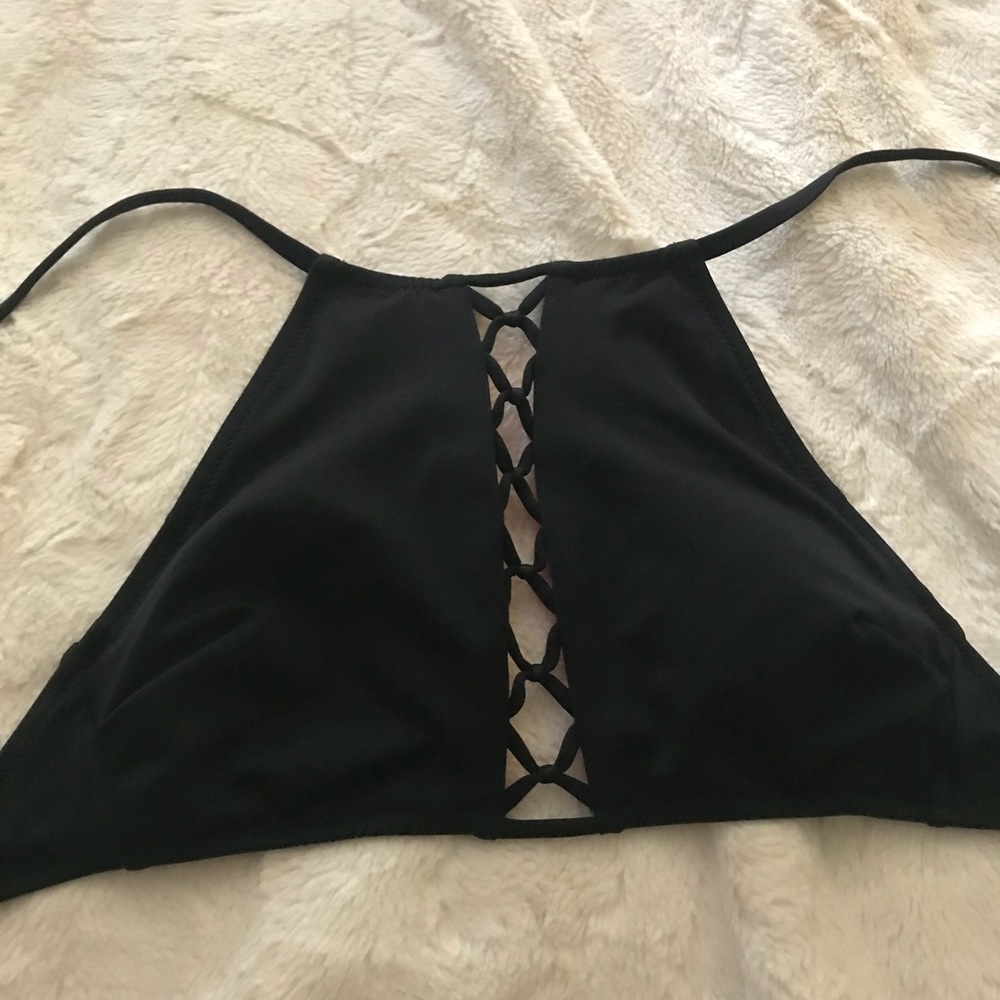 PINK halter stitched bikini top